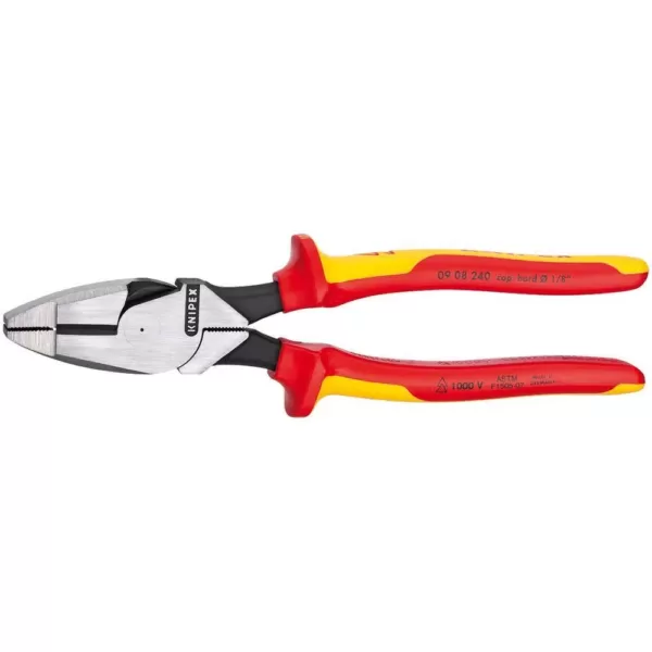 KNIPEX 9-1/4 in. High Leverage Lineman New England 1,000-Volt Insulated Head Pliers