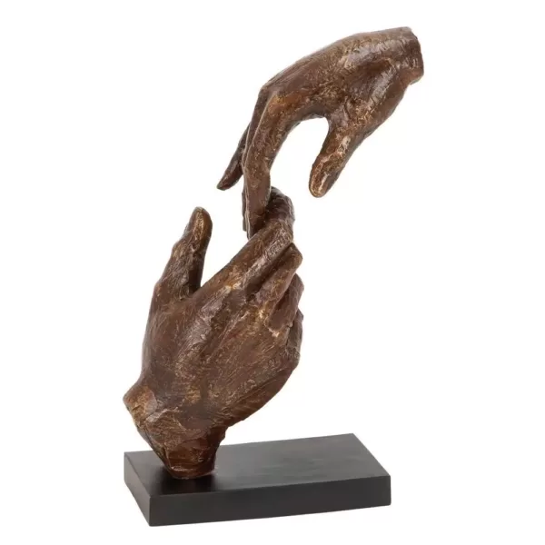 LITTON LANE 12 in. x 6 in. The Connecting Hands Decorative Figurine in Colored Polystone