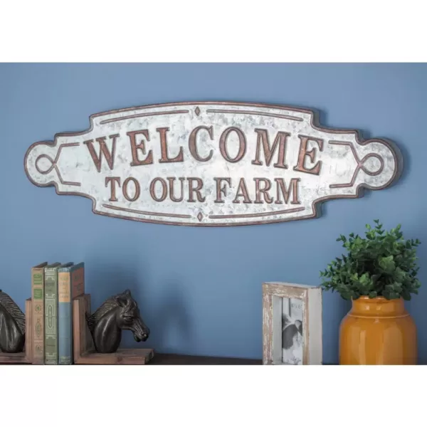 LITTON LANE 36 in. x 11 in. "Welcome to Our Farm" Metal Wall Sign