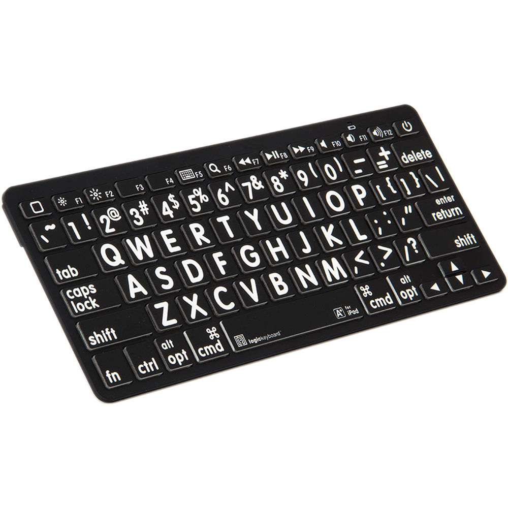 LogicKeyboard XL Print American English Bluetooth 3.0 Mini Keyboard (White on Black)