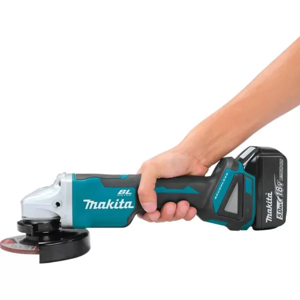 Makita 18V 5.0Ah LXT Brushless 4-1/2 in./5 in. Paddle Switch Cut-Off/Angle Grinder Kit with bonus 18V LXT Battery Pack 5.0Ah