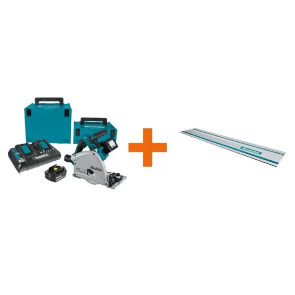 Makita 18-Volt X2 LXT Lithium-Ion (36V) Brushless 6-1/2 in. Plunge Circular Saw Kit 5.0Ah with bonus 39 in. Metal Guide Rail
