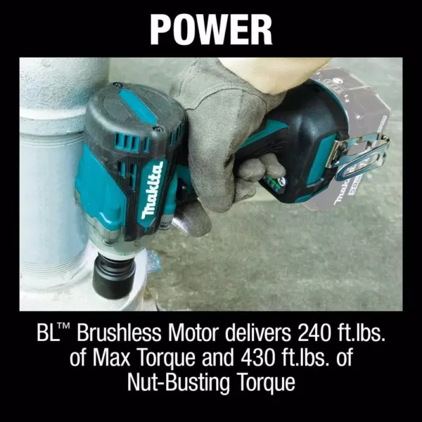 Makita 18-Volt LXT Lithium-Ion Brushless Cordless 4-Speed 1/2 in. Impact Wrench with Detent Anvil (Tool-Only)