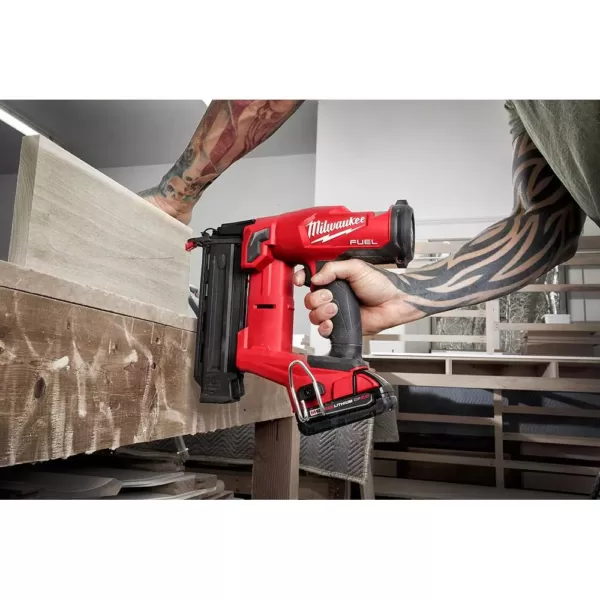 Milwaukee M18 FUEL 18-Volt 18-Gauge Lithium-Ion Brushless Cordless Gen II Brad Nailer Kit and Tinted Performance Safety Glasses