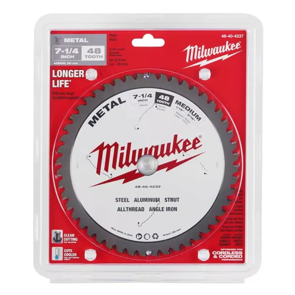 Milwaukee 7-1/4 in. x 48 Carbide Teeth Metal Cutting Circular Saw Blade