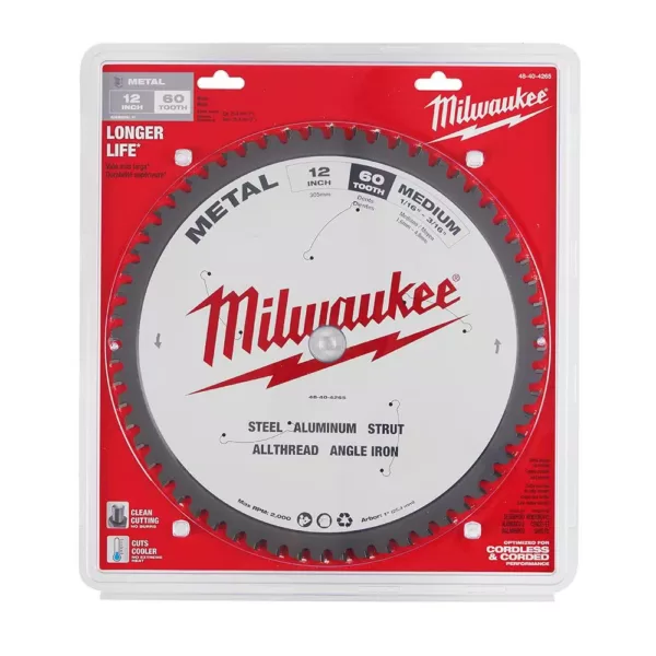 Milwaukee 12 in. x 60 Carbide Teeth Metal Cutting Circular Saw Blade