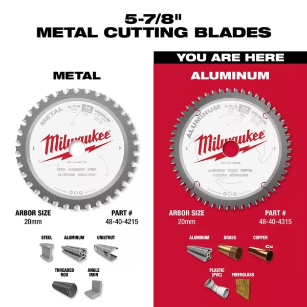 Milwaukee 5-7/8 in. x 50 Carbide Teeth Aluminum Cutting Circular Saw Blade