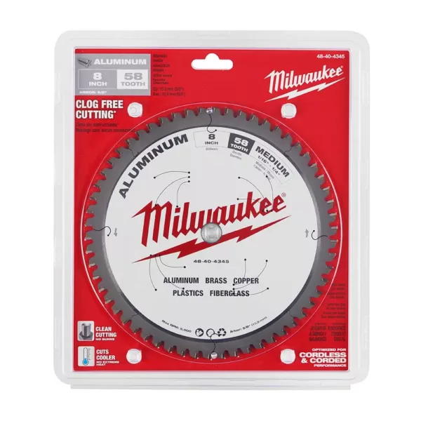Milwaukee 8 in. x 58 Carbide Teeth Aluminum Cutting Circular Saw Blade