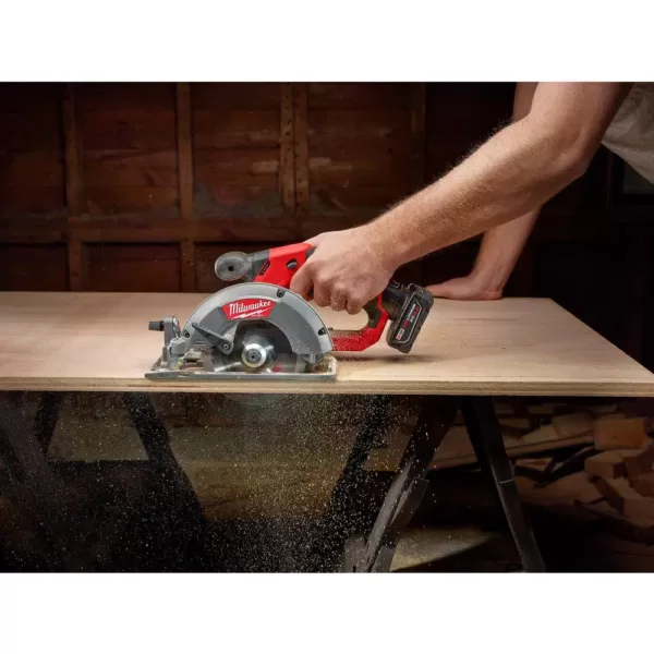Milwaukee M12 FUEL 12-Volt Lithium-Ion Brushless 5-3/8 in. Cordless Circular Saw with 4.0 Ah M12 Battery