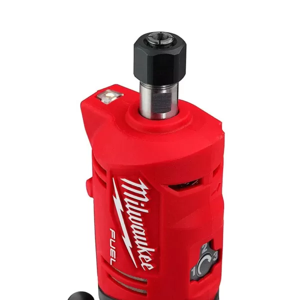 Milwaukee M12 FUEL 12-Volt Lithium-Ion Brushless Cordless 1/4 in. Straight Die Grinder Kit with Two 2.0 Ah Batteries