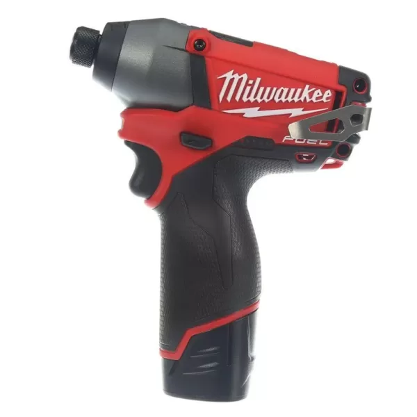 Milwaukee M12 FUEL 12-Volt Lithium-Ion Brushless Cordless 1/4 in. Hex Impact Driver Kit W/(2) 2.0Ah Batteries, Charger & Hard Case