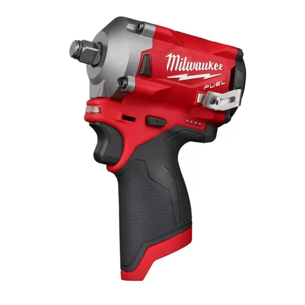 Milwaukee M12 FUEL 12-Volt Lithium-Ion Brushless Cordless Stubby 1/2 in. Impact Wrench with M12 2.0Ah Battery
