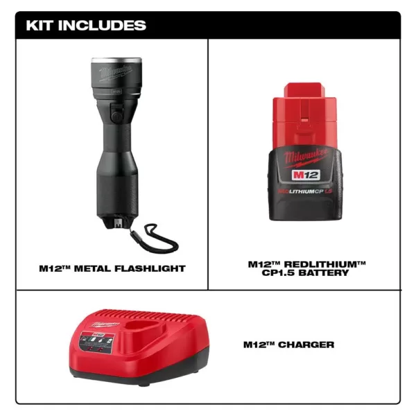 Milwaukee M12 12-Volt Lithium-Ion Cordless LED High Performance Flashlight Kit with (1) 1.5Ah Battery & Charger
