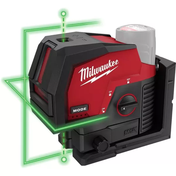 Milwaukee M12 12-Volt Lithium-Ion Cordless Green 125 ft. Cross Line and Plumb Points Laser Level (Tool-Only)