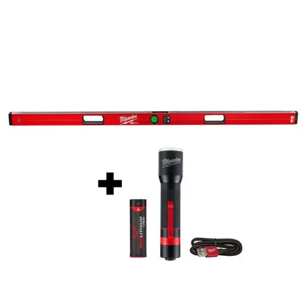 Milwaukee 72 in. Redstick Digital Box Level with Pin-Point Measurement Technology W/ 700 Lumens LED Rechargeable Flashlight