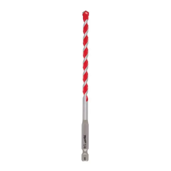 Milwaukee 1/4 in. x 4 in. x 6 in. SHOCKWAVE Carbide Hammer Drill Bit for Concrete, Stone, Masonry Drilling