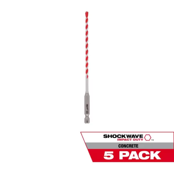 Milwaukee 5/32 in. SHOCKWAVE Carbide Hammer Drill Bits (5-Pack)