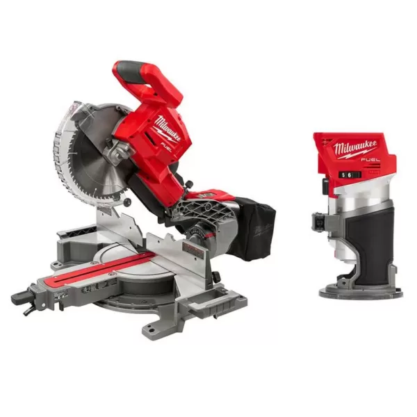Milwaukee M18 FUEL 18-Volt Lithium-Ion Brushless 10 in. Cordless Dual Bevel Sliding Compound Miter Saw with Compact Router