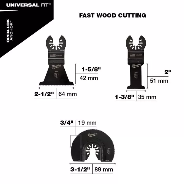Milwaukee Oscillating Multi-Tool Blade Wood Cutting Kit (3-Piece)