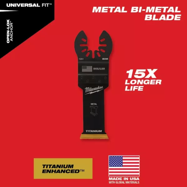 Milwaukee 1-1/8 in. Titanium Bi-Metal Universal Fit Wood and Metal Cutting Oscillating Multi-Tool Blade (10-Pack)