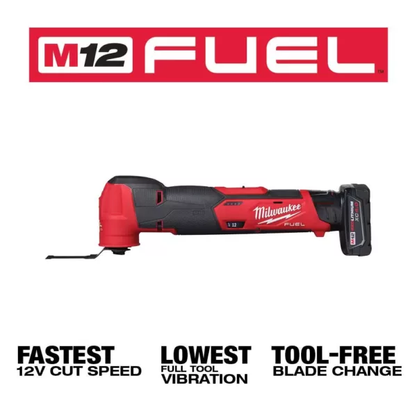 Milwaukee M12 FUEL 12-Volt Lithium-Ion Cordless Oscillating Multi-Tool Kit with 4.0 Ah Battery, Charger, Accessories and Tool Bag