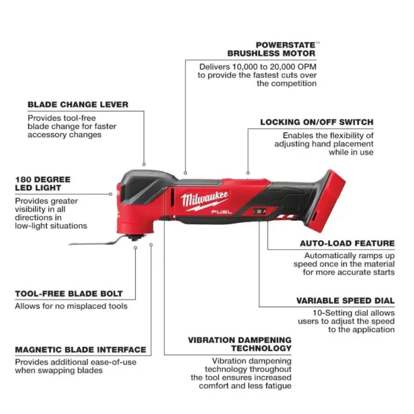 Milwaukee M18 FUEL 18-Volt Lithium-Ion Cordless Brushless Oscillating Multi-Tool (Tool-Only)