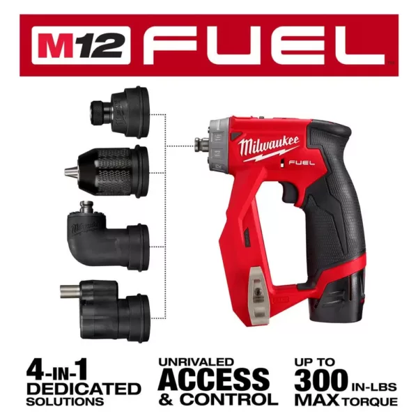 Milwaukee M12 FUEL 12-Volt Lithium-Ion Brushless Cordless 4-in-1 Installation 3/8in. Drill Driver & SURGE Impact Driver Combo Kit