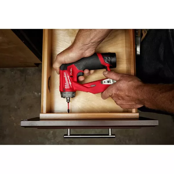 Milwaukee M12 FUEL 12-Volt Lithium-Ion Brushless Cordless 4-in-1 Installation 3/8in. Drill Driver & SURGE Impact Driver Combo Kit