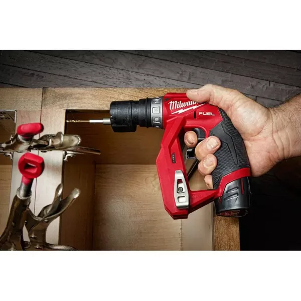 Milwaukee M12 FUEL 12-Volt Lithium-Ion Brushless Cordless 4-in-1 Installation 3/8 in. Drill Driver Kit with 4-Tool Heads