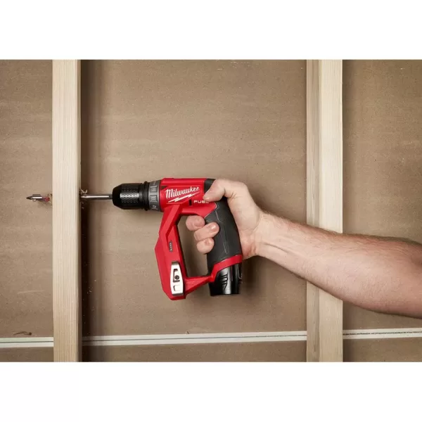Milwaukee M12 FUEL 12-Volt Lithium-Ion Brushless Cordless 4-in-1 Installation 3/8 in. Drill Driver Kit with 4-Tool Heads