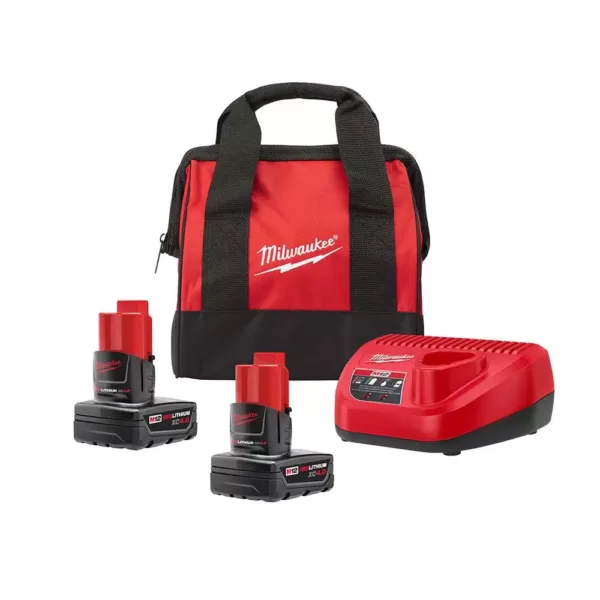 Milwaukee M12 12-Volt Lithium-Ion Starter Kit with Two 4.0 Ah Battery Packs and Charger