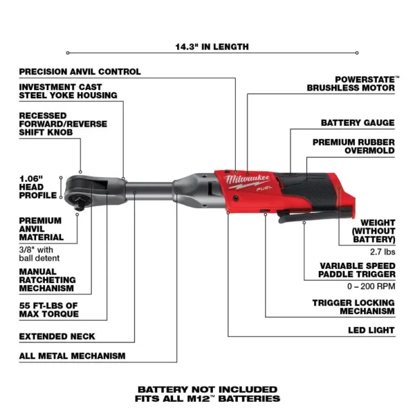 Milwaukee M12 FUEL 12-Volt Lithium-Ion Brushless Cordless 3/8 in. Impact Wrench and 3/8 in. Ratchets Combo Kit (Tool-Only Kit)
