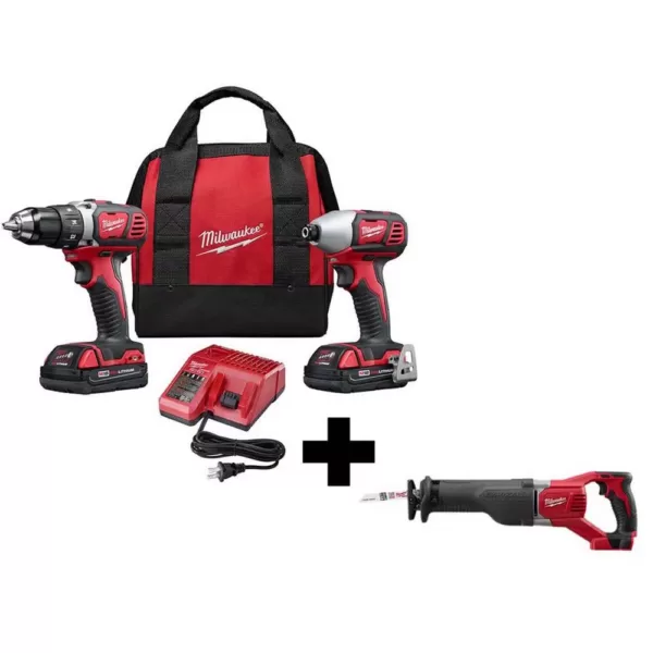 Milwaukee M18 18-Volt Lithium-Ion Cordless Drill Driver/Impact Driver Combo Kit (2-Tool) with 2 Batteries and Reciprocating Saw