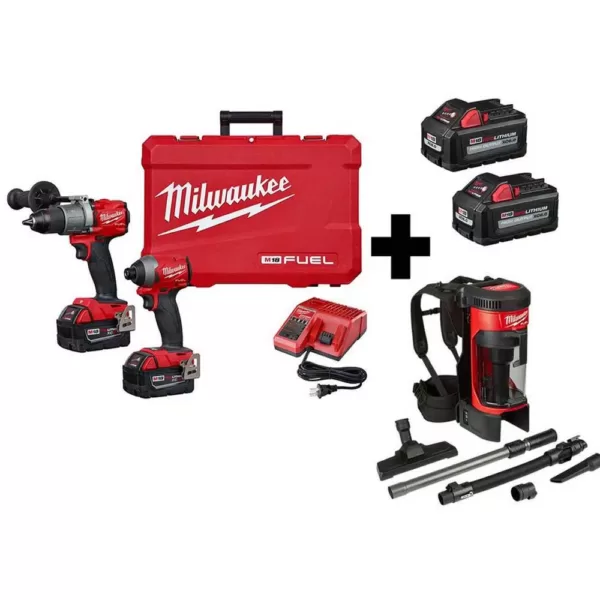 Milwaukee M18 FUEL 18-Volt Lithium-Ion Brushless Cordless Hammer Drill/Backpack Vacuum/Impact Driver with 4-Batteries