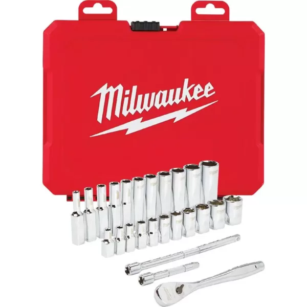 Milwaukee 1/4 in. Drive SAE Ratchet and Socket Mechanics Tool Set (26-Piece)
