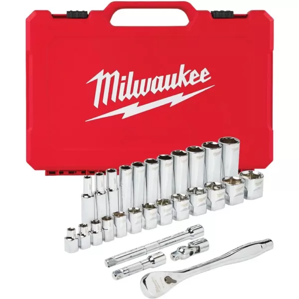 Milwaukee 3/8 in. Drive SAE Ratchet and Socket Mechanics Tool Set (28-Piece)