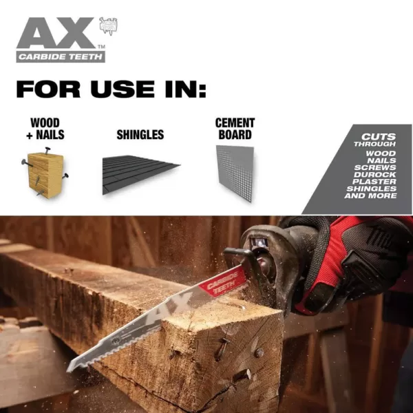Milwaukee SAWZALL Demolition Wood and Metal Cutting Reciprocating Saw Blade Set (18-Piece) with AX Carbide Teeth Blade