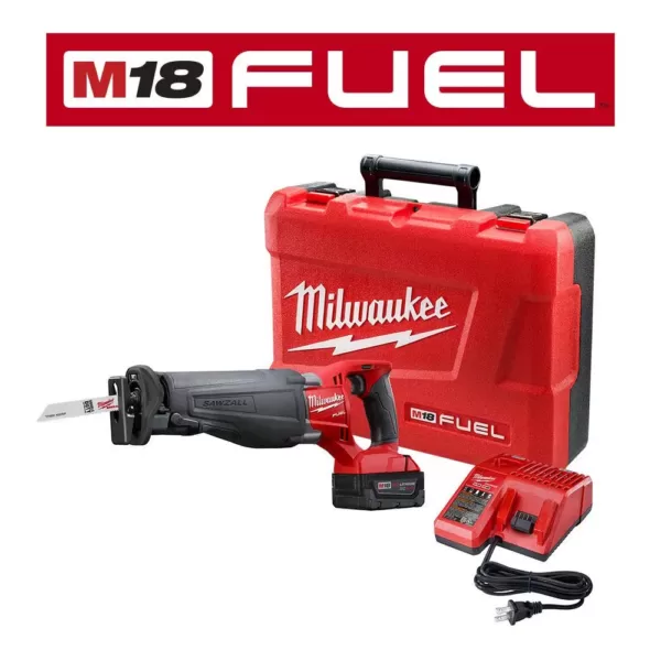 Milwaukee M18 FUEL 18-Volt Lithium-Ion Brushless Cordless SAWZALL Reciprocating Saw Kit with (1) 5.0Ah Batteries, Charger and Case