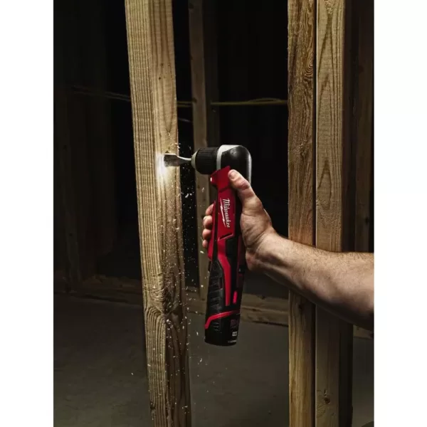 Milwaukee M12 12-Volt Lithium-Ion Cordless 3/8 in. Right-Angle Drill W/(1) 1.5Ah Battery, Charger & Tool Bag
