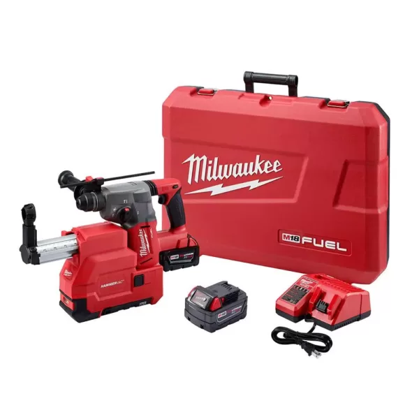 Milwaukee M18 FUEL 18-Volt Lithium-Ion Brushless Cordless 1-1/8 in. SDS-Plus Rotary Hammer W/Dust Extractor, (2) 5.0Ah Batteries