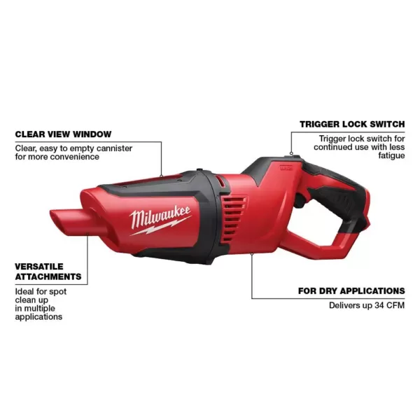 Milwaukee M12 12-Volt Lithium-Ion Cordless Compact Vacuum (Tool-Only)