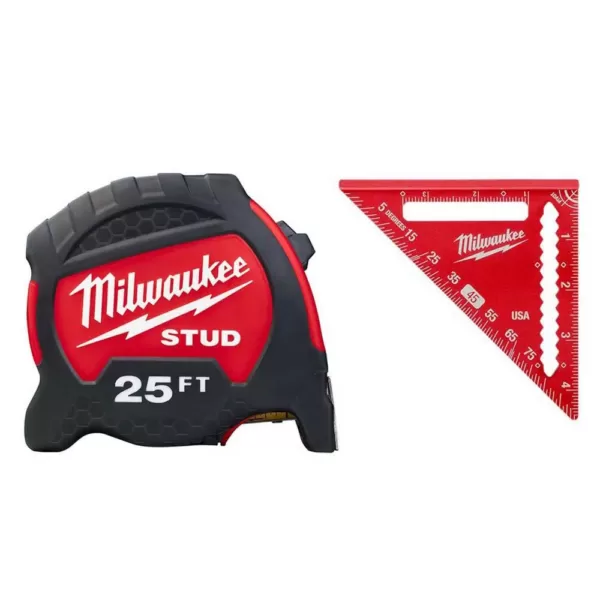 Milwaukee 25 ft. x 1.3 in. Gen II STUD Tape Measure with 14 ft. Standout and 4-1/2 in. Trim Square