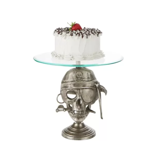 Mind Reader 21 in. Tier Silver Metal Cake Stand Party Cake Display, Cupcake Display