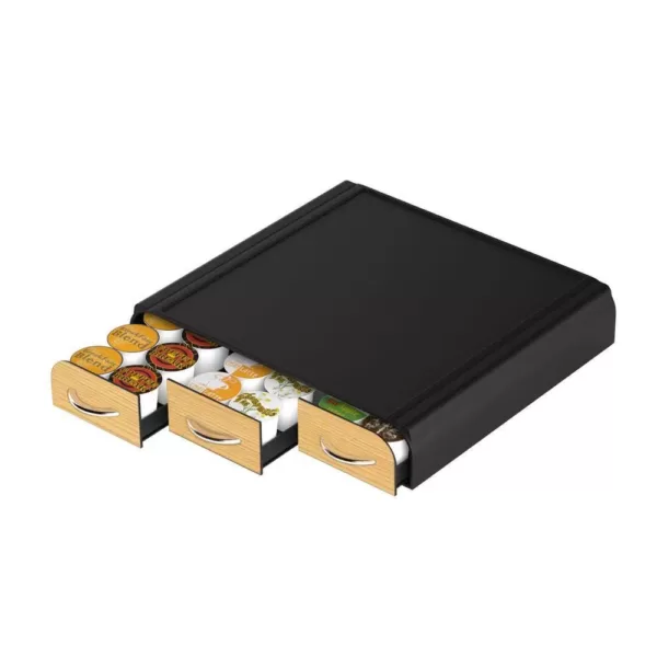 Mind Reader Anchor 36-Capacity Black K-Cup Storage Drawer with Wood Veneer