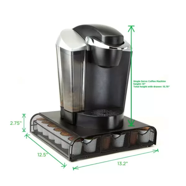 Mind Reader 36-Capacity Black Metal Mesh Coffee Pod Storage Drawer