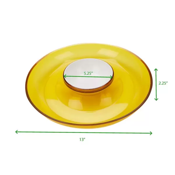 Mind Reader 13 in. x 2.25 in. Yellow Acrylic Chip & Dip Bowl, Acrylic Tinted Snack Bowl, Kitchen, Countertop Bowl