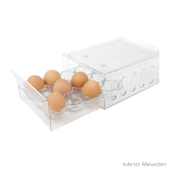 Mind Reader 1-Dozen Stackable Egg Container Storage Drawer, Clear