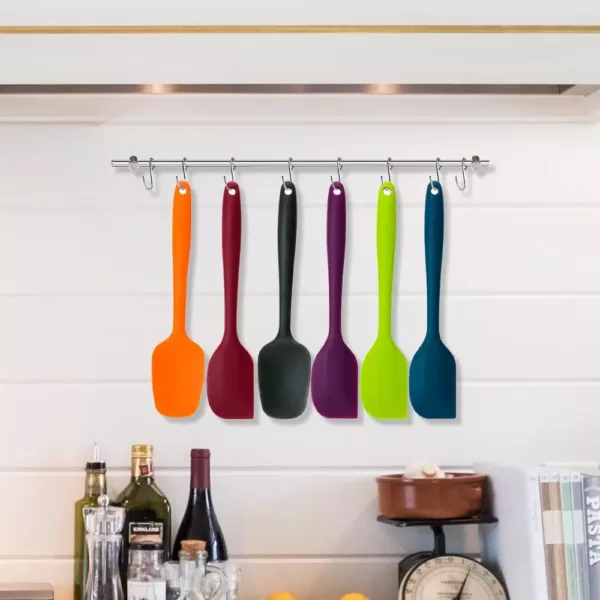 Ovente Silicone Spatulas BPA-Free Premium with Stainless Steel Core Heat-Resistant, Non-Stick Dishwasher Safe, Multi-Color