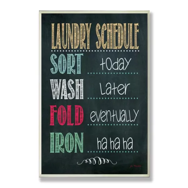 Stupell Industries 12.5 in. x 18.5 in. "Laundry Schedule Chalkboard Bathroom" by Jo Moulton Printed Wood Wall Art