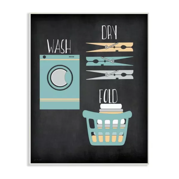 Stupell Industries 10 in. x 15 in. "Wash Dry Fold Illustration" by Jo Moulton Printed Wood Wall Art